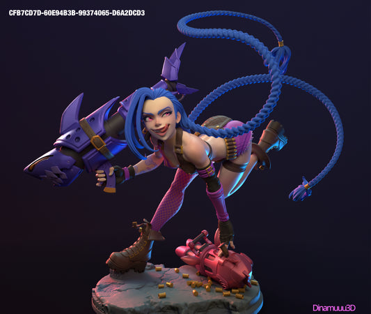 Jinx | League of Legends Video Game | diNamuuu3D Fanart Sculpture Figurine | 8 Inch Resin