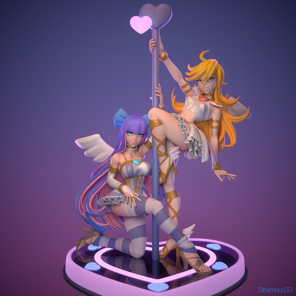 Panty and stocking - diNamuuu3D Fanart sculpture figurine