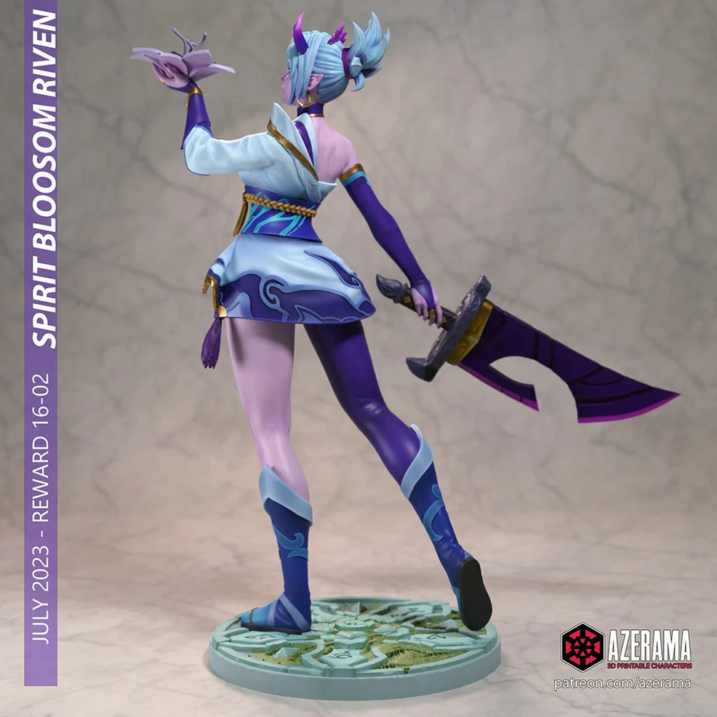 Spirit Blossom Riven Figurine | 8-Inch SLA Resin Print | Fully Painted by Azerama | SFW & NSFW Versions