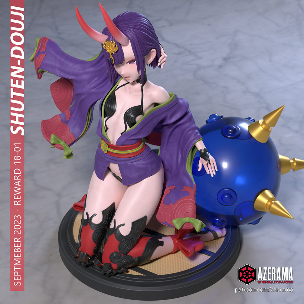 Shuten Douji Figurine | 8-Inch SLA Resin Print | Fully Painted by Azerama | SFW & NSFW Version