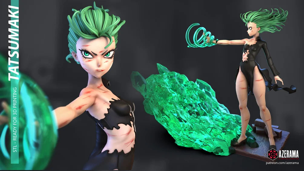 Tatsumaki Figurine | 8-Inch SLA Resin Print | Fully Painted by Azerama | SFW & NSFW Versions