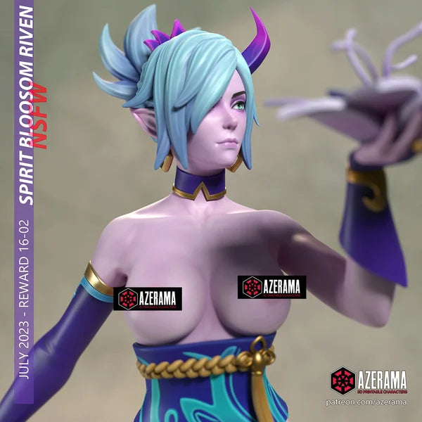 Spirit Blossom Riven Figurine | 8-Inch SLA Resin Print | Fully Painted by Azerama | SFW & NSFW Versions