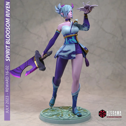 Spirit Blossom Riven Figurine | 8-Inch SLA Resin Print | Fully Painted by Azerama | SFW & NSFW Versions