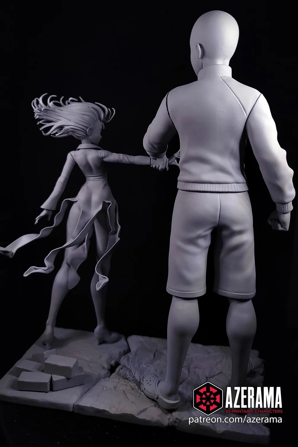 Saitama & Tatsumaki Figurine | 8-Inch SLA Resin Print | Fully Painted by Azerama | SFW Version