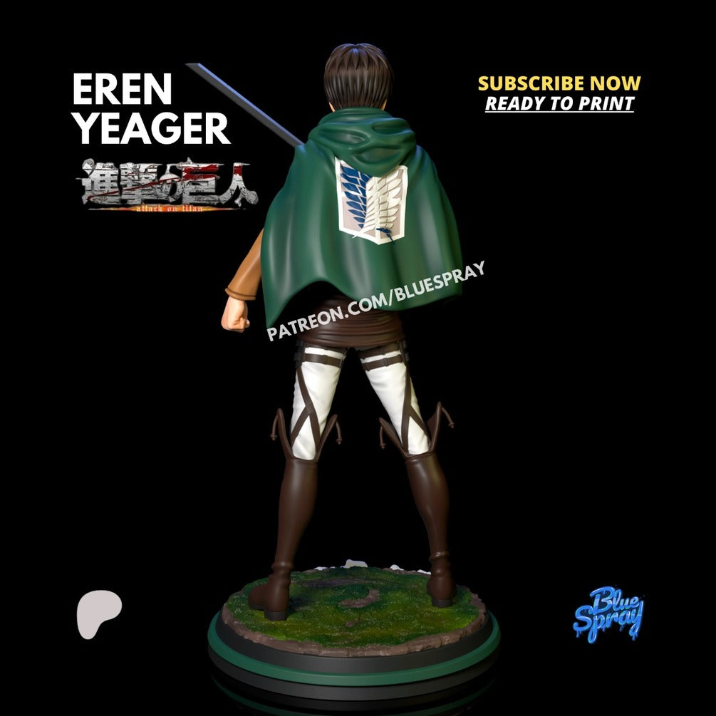 Eren Yeager Figurine | 8-Inch SLA Resin Sculpture | Fully Painted by BlueSpray3D