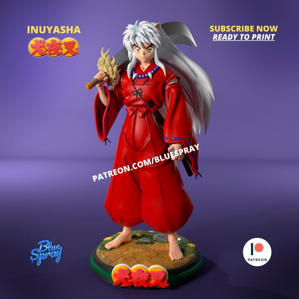 Inuyasha Figurine | 8-Inch SLA Resin Sculpture | Fully Painted by BlueSpray3D