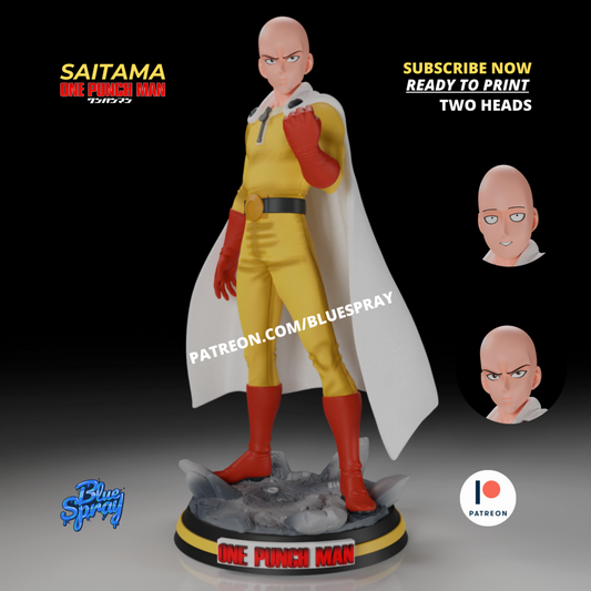 Saitama Figurine | 8-Inch SLA Resin Sculpture | Fully Painted by BlueSpray3D