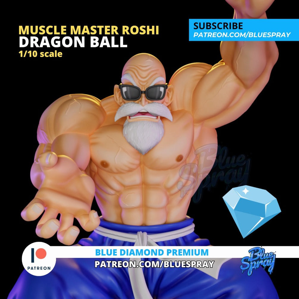 Master Roshi 8-inch Fully Painted SLA Resin Sculpture by BlueSpray3D