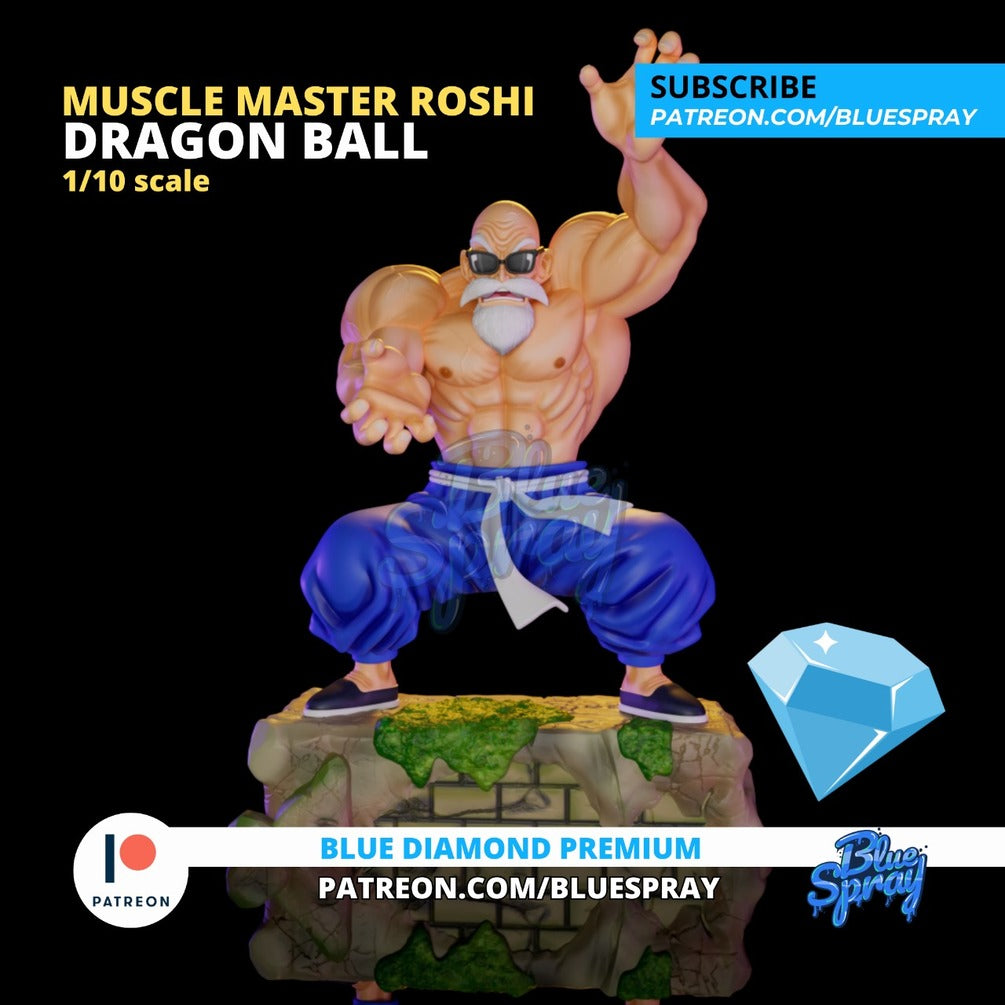 Master Roshi 8-inch Fully Painted SLA Resin Sculpture by BlueSpray3D