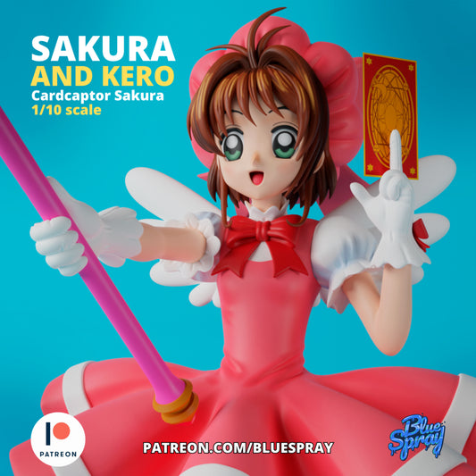 Sakura Kinomoto 8-Inch SLA Resin Sculpture by BlueSpray3D | Fully Painted Cardcaptor Sakura Figurine