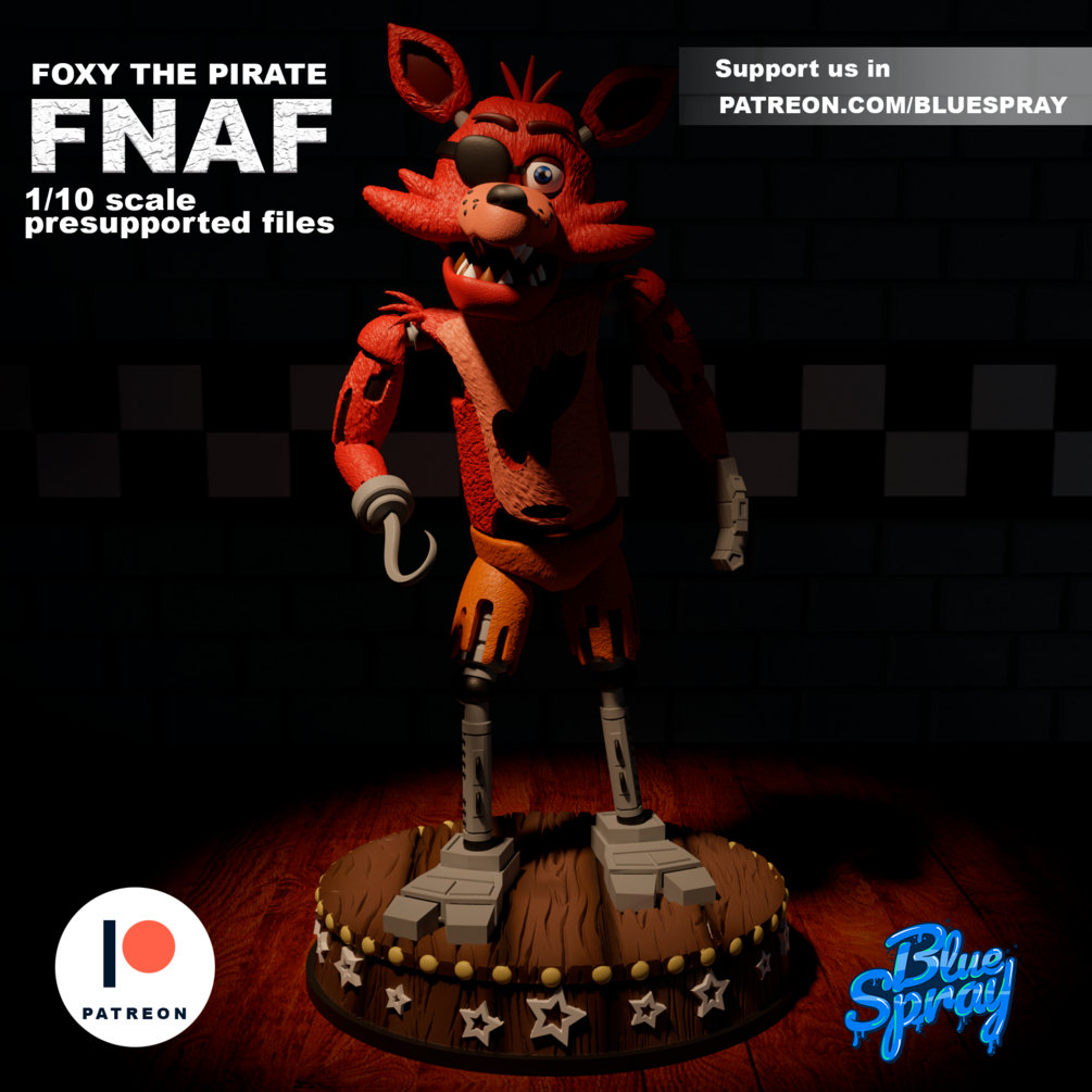 Foxy the Pirate 8-Inch SLA Resin Sculpture by BlueSpray3D | Fully Painted *Five Nights at Freddy's* Figurine