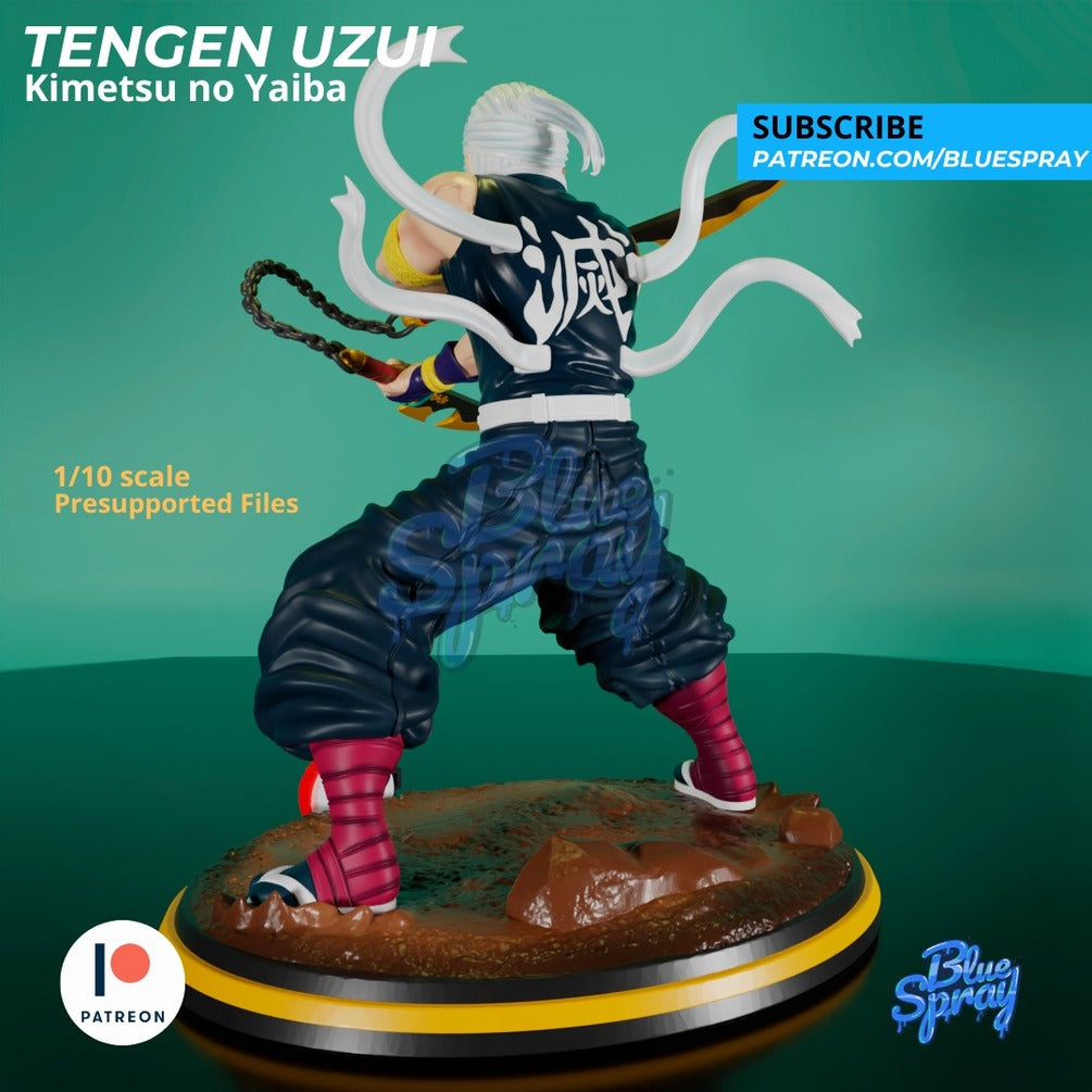 Tengen Uzui 8-Inch SLA Resin Sculpture by BlueSpray3D | Fully Painted *Demon Slayer* Figurine