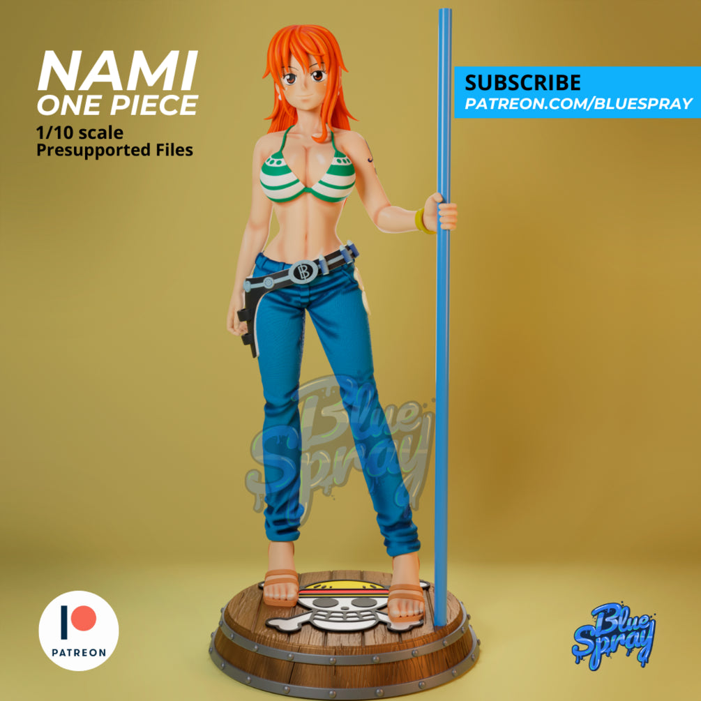 Nami 8-Inch SLA Resin Sculpture by BlueSpray3D | Fully Painted *One Piece* Figurine