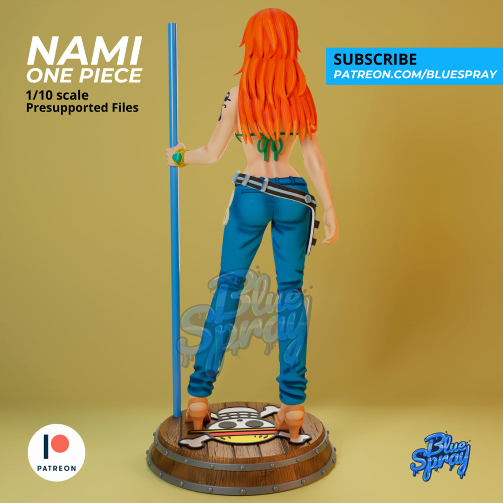 Nami 8-Inch SLA Resin Sculpture by BlueSpray3D | Fully Painted *One Piece* Figurine