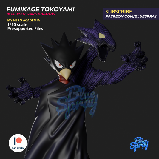 Fumikage Tokoyami 8-Inch SLA Resin Sculpture by BlueSpray3D | Fully Painted *My Hero Academia* Figurine