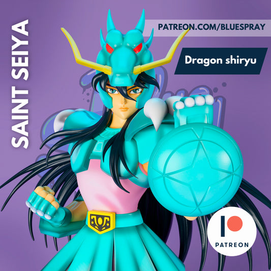 Dragon Shiryu 8-Inch SLA Resin Sculpture by BlueSpray3D | Fully Painted *Saint Seiya* Figurine