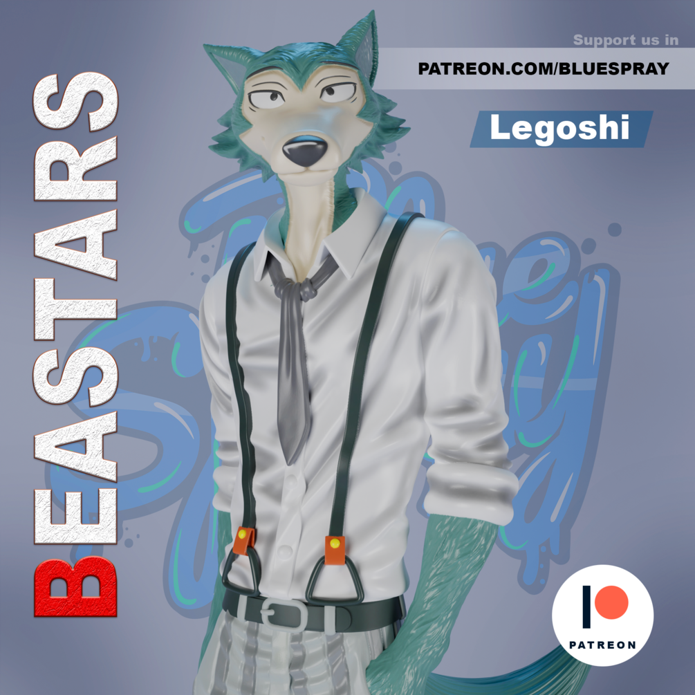 Legoshi 8-Inch SLA Resin Sculpture by BlueSpray3D | Fully Painted *Beastars* Figurine