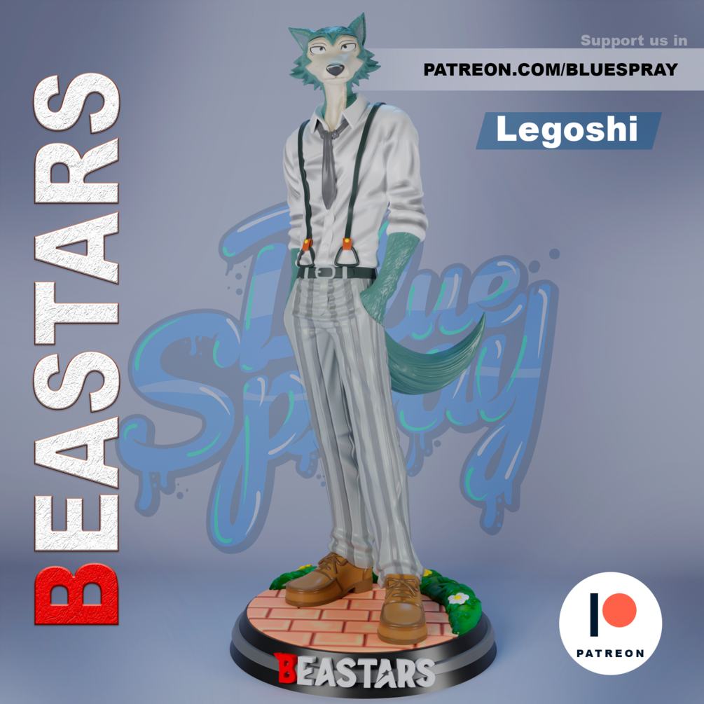 Legoshi 8-Inch SLA Resin Sculpture by BlueSpray3D | Fully Painted *Beastars* Figurine