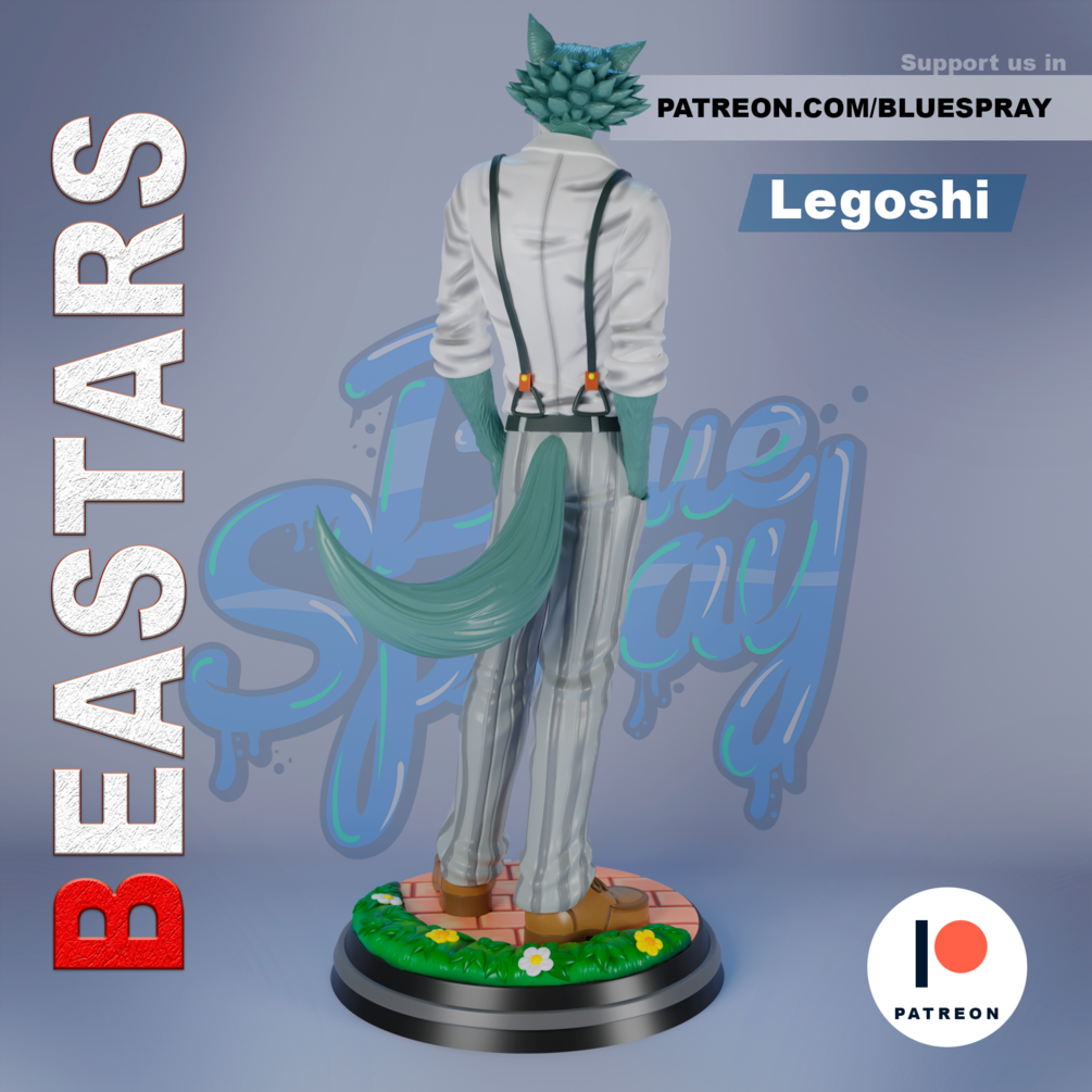 Legoshi 8-Inch SLA Resin Sculpture by BlueSpray3D | Fully Painted *Beastars* Figurine