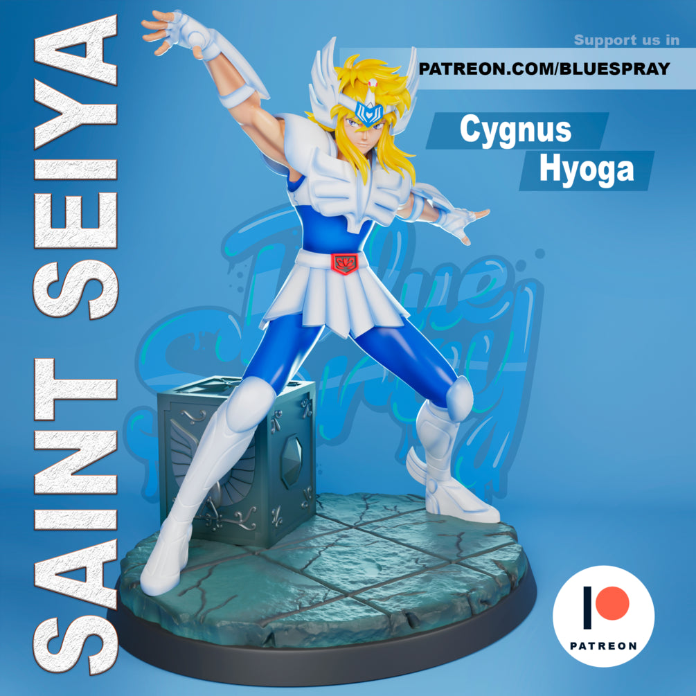 Cygnus Hyoga 8-Inch SLA Resin Sculpture by BlueSpray3D | Fully Painted *Saint Seiya* Figurine