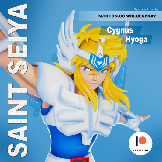 Cygnus Hyoga 8-Inch SLA Resin Sculpture by BlueSpray3D | Fully Painted *Saint Seiya* Figurine