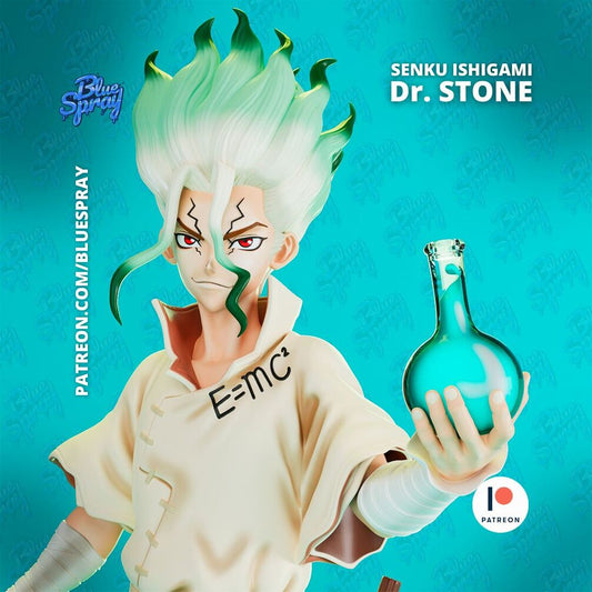 Senku Ishigami 8-Inch SLA Resin Sculpture by BlueSpray3D | Fully Painted *Dr. Stone* Figurine