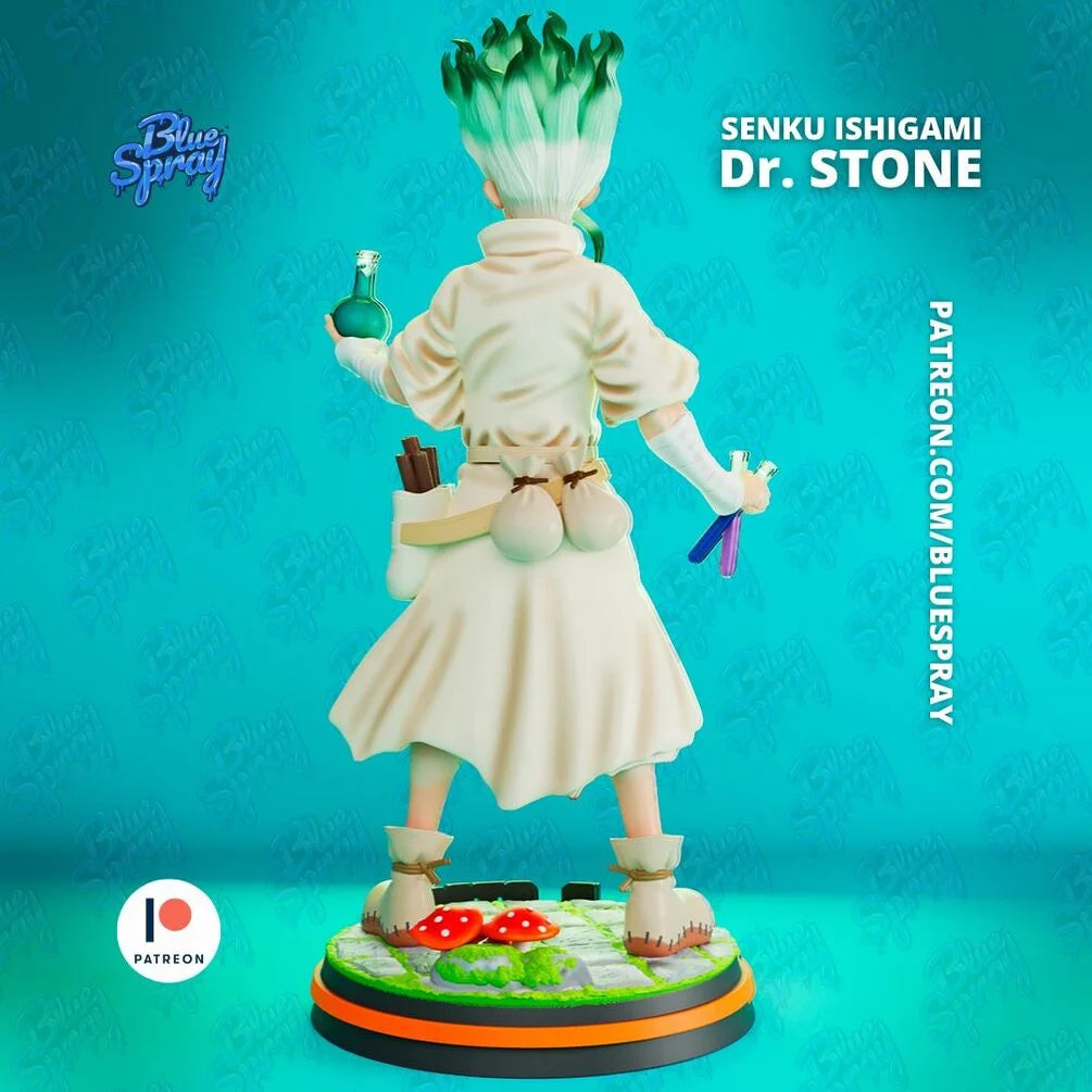 Senku Ishigami 8-Inch SLA Resin Sculpture by BlueSpray3D | Fully Painted *Dr. Stone* Figurine