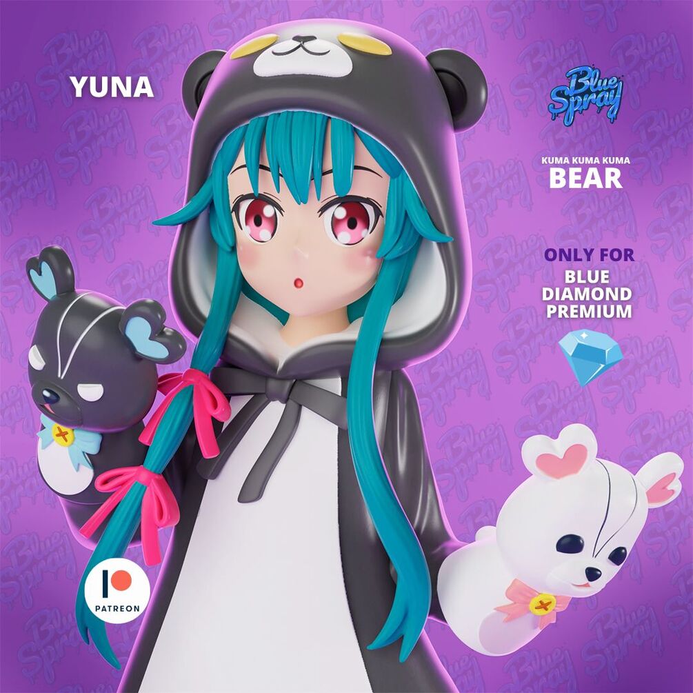 Yuna 8-Inch SLA Resin Sculpture by BlueSpray3D | Fully Painted *Kuma Kuma Kuma Bear* Figurine